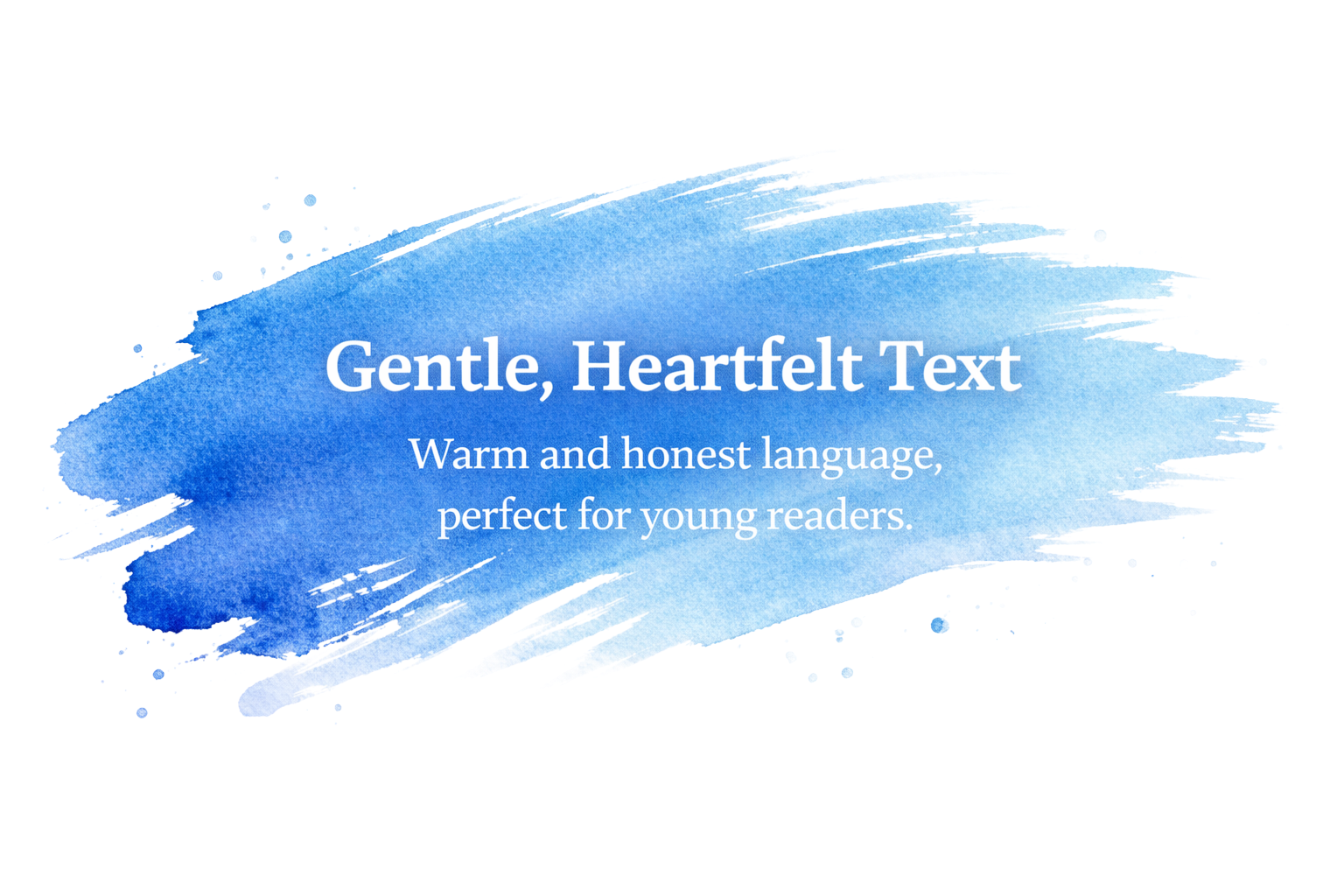 Illustrated blue card showcasing the book's gentle storytelling